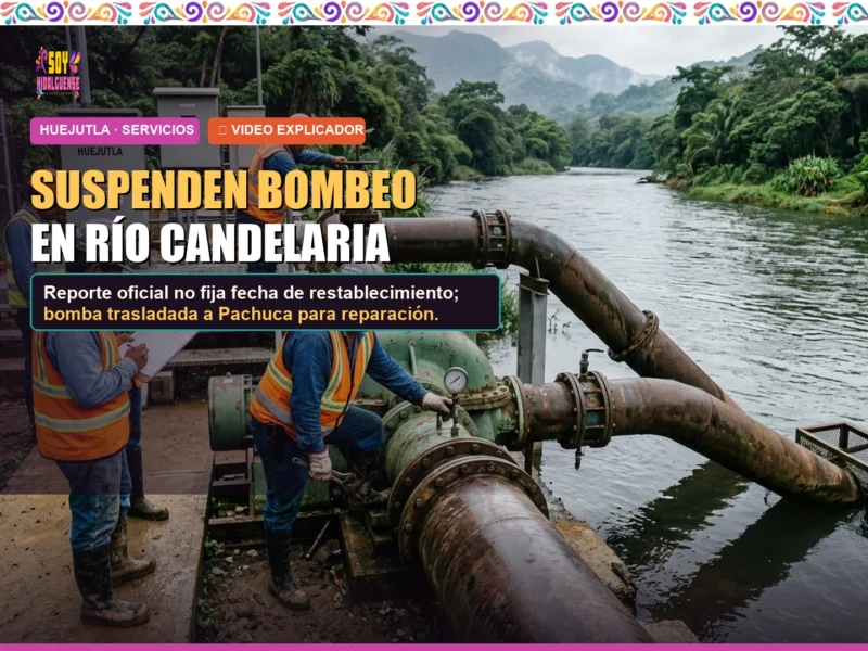 Carátula de video sobre suspensión de bombeo en río Candelaria Huejutla