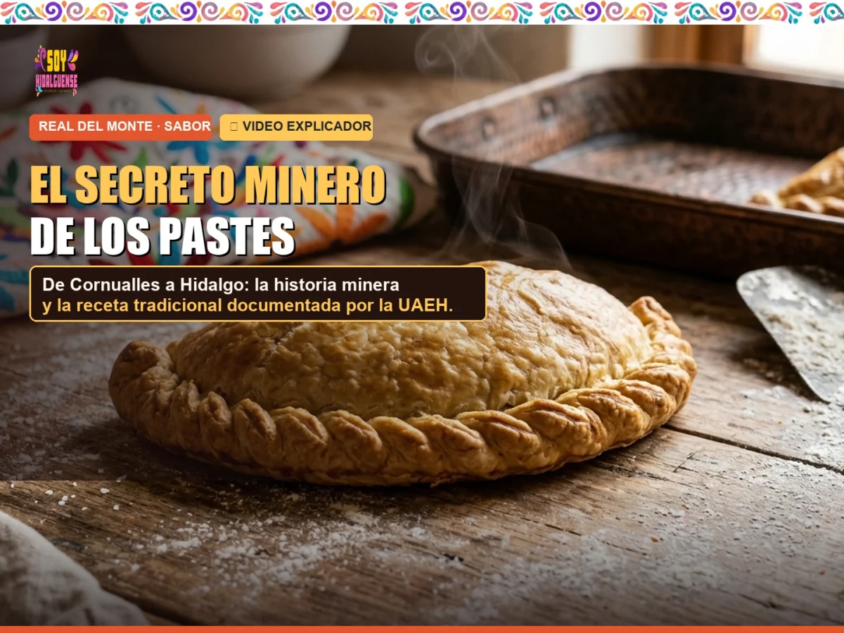 Carátula oficial de video sobre los pastes de Real del Monte y su historia minera