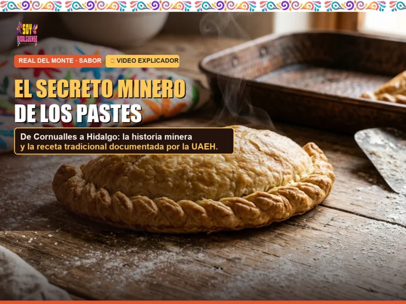 Carátula oficial de video sobre los pastes de Real del Monte y su historia minera